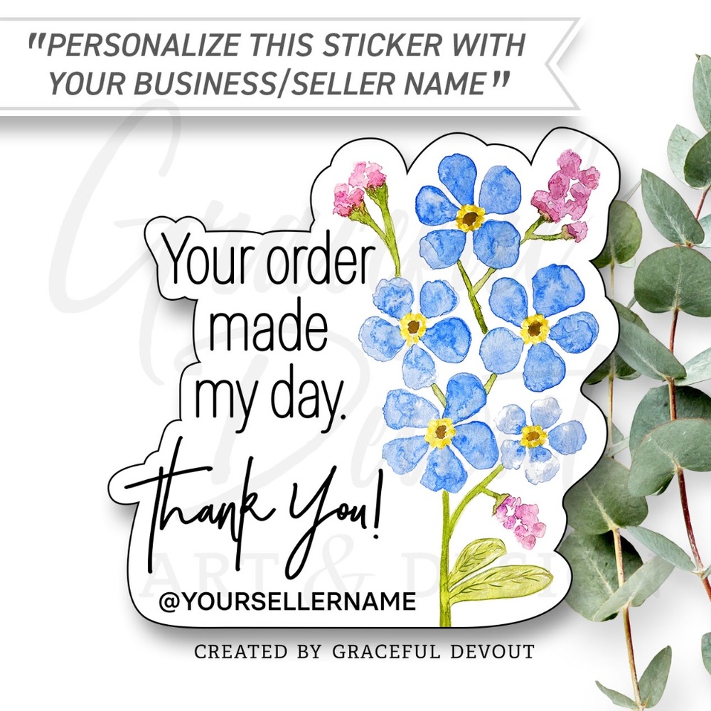 Your Order Made My Day. Thank You! - 2" (inches) (96ct.) Stickers